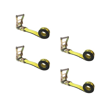 Tie 4 Safe Heavy Duty 2" x 20' Utility Endless Ratchet Tie Down Strap for Cargo Bundling Yellow, 4PK RT04CK-520E-Y-C-4